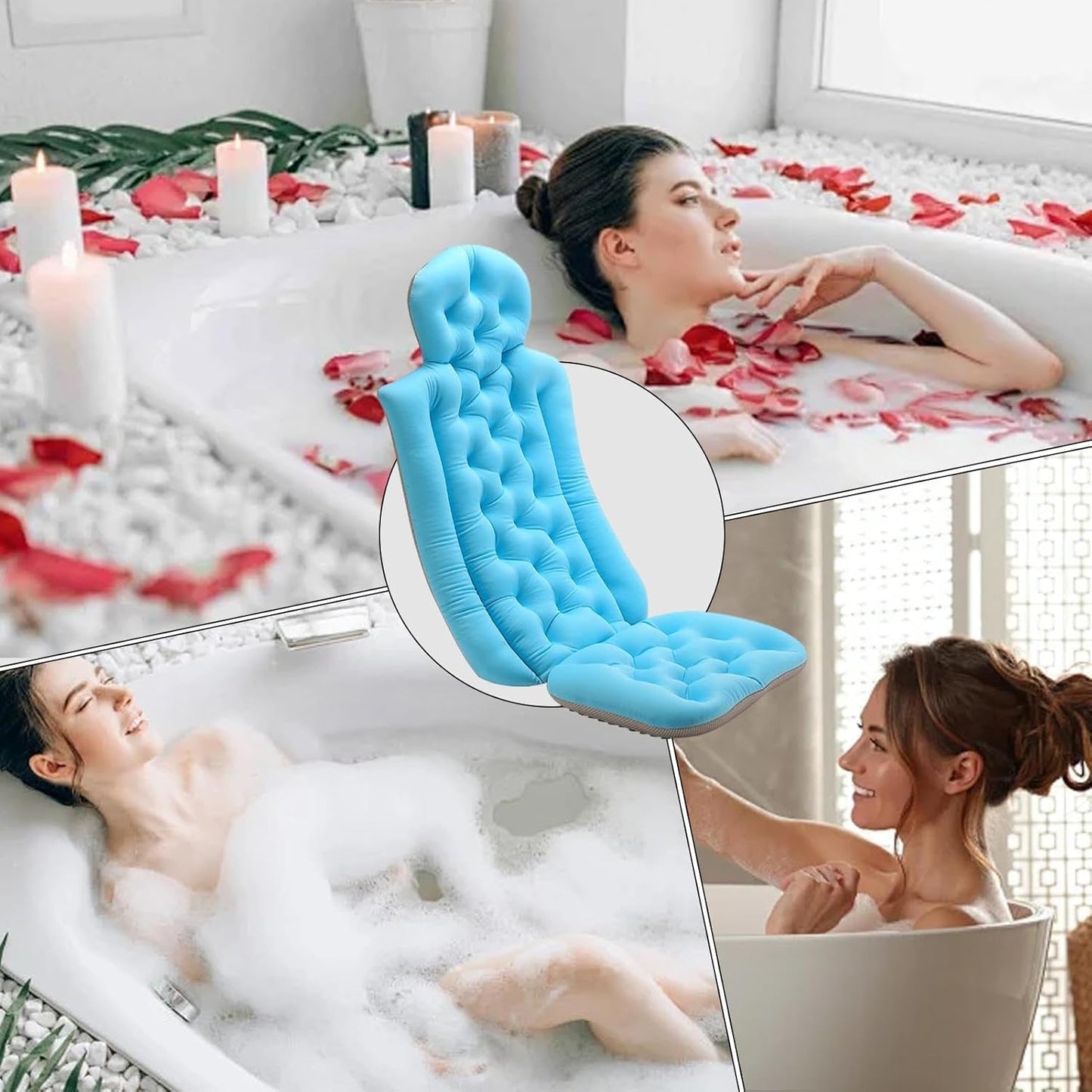 Almohada De Baño De Cuerpo Completo,Almohada De Baño De Cuerpo Completo Para Bañera,Accesorios De Lujo Para Bañera Cojín De Baño Antideslizante - Accesorios De Baño, Cojín Para Bañera,